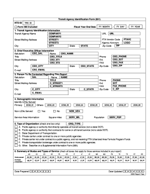 Transit Agency Identification Form