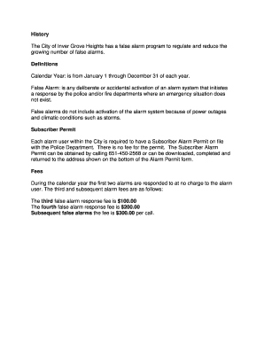 Inver Grove Heights Subscriber Alarm Permit