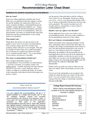 Recommendation Letter Cheat Sheet