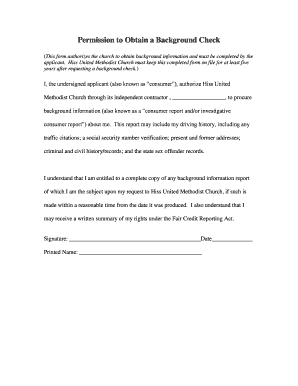 Permission to Obtain a Background Check