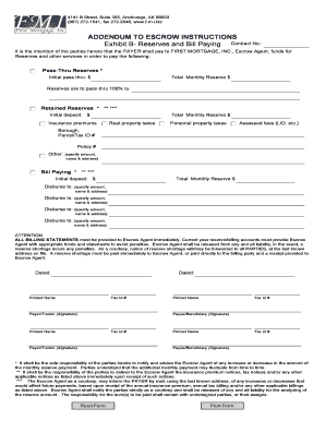 Addendum to Escrow Instructions