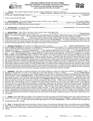 Chicago Association of Realtors Deeded Parking Purchase and Sale Contract