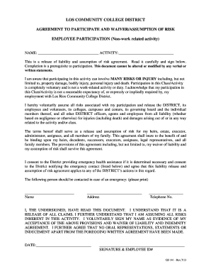Employee Activity Waiver and Release of Liability