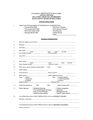 California Realtor Membership Application