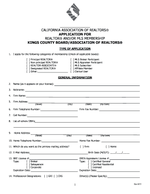 California Realtor Membership Application