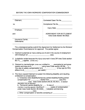 Iowa Workers' Compensation Settlement Agreement