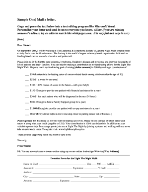 Light The Night Walk Donation Letter