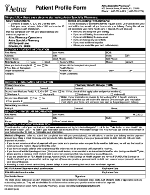 Patient Profile Form Aetna Specialty Pharmacy