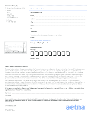 Aetna Easy Pay Enrollment Form
