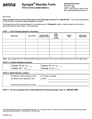 Synagis Reorder Form