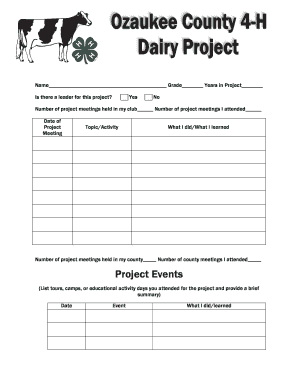 Dairy Project Report Form