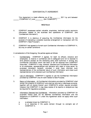 Confidentiality Agreement