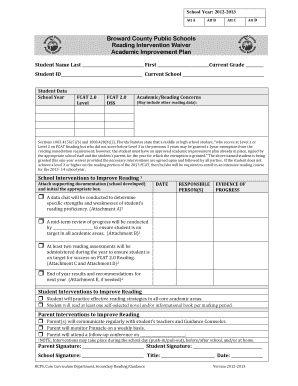 Florida Reading Intervention Waiver