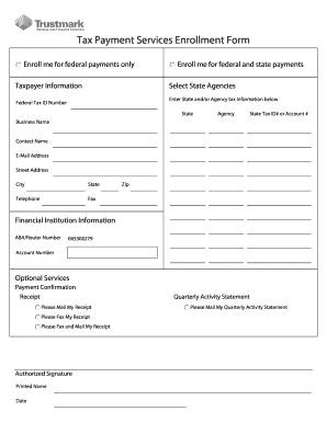 Tax Payment Services Enrollment Form and Agreement