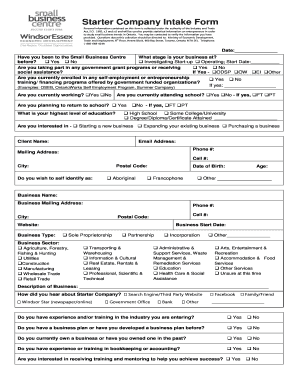 Starter Company Intake Form