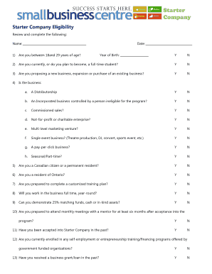 Starter Company Eligibility Form