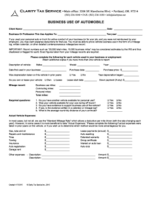 Business Use of Automobile Form