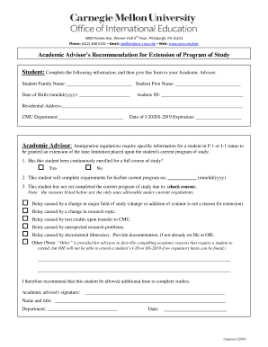 Program Extension for I-20/DS-2019 for F-1 and J-1 Students