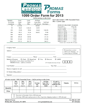 1099 Order Form for 2013