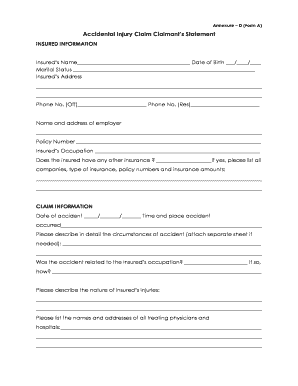 Accidental Injury Claim Form A