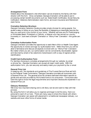 Georgia Cremation Arrangement Form