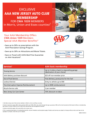 AAA New Jersey Auto Club Membership Form