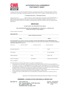 Authorization Agreement for Direct Debit