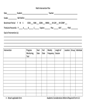 Math Intervention Plan