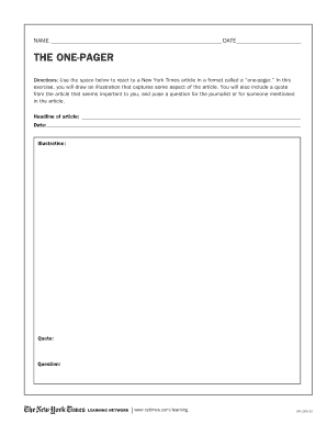One-Pager Reaction Form