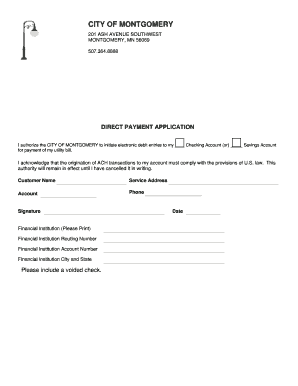 City of Montgomery Direct Payment Application