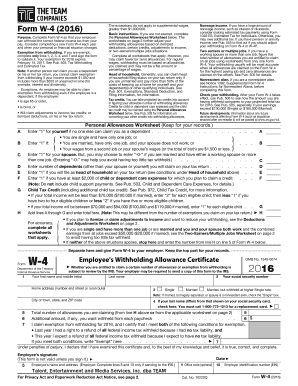 IRS Form W-4 (2016)