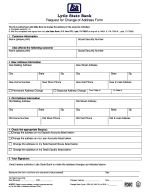 Lytle State Bank Change of Address Form