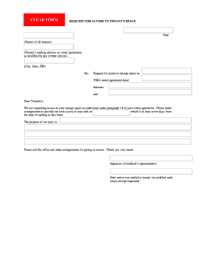 Request for Access to Tenant's Space