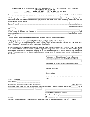 AFFIDAVIT AND INDEMNIFICATION AGREEMENT OF NON-TENANT WHO - txssaweb