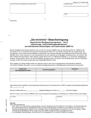 „De-minimis“-Bescheinigung