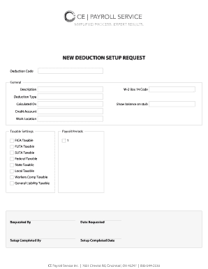 W-2 Box 14 Deduction Setup Request