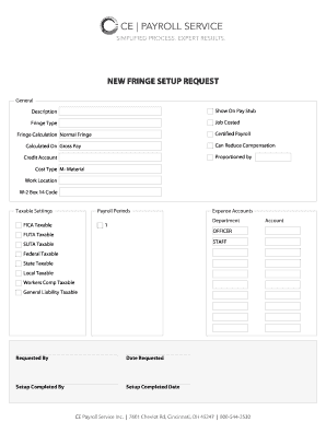 Fringe Setup Request Form