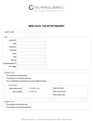 Local Tax Setup Request Form
