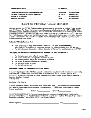 Student Tax Information Request Form