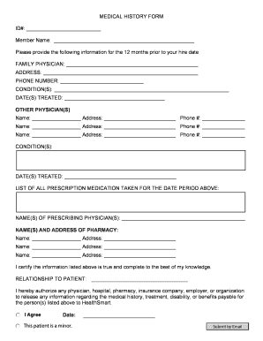 HealthSmart Medical History Form