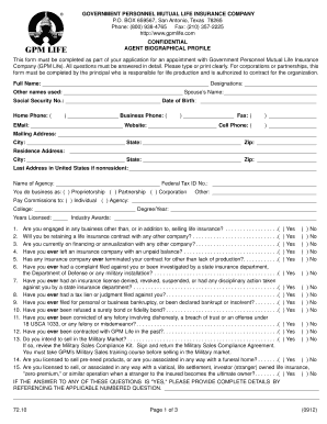 Agent Biographical Profile Form
