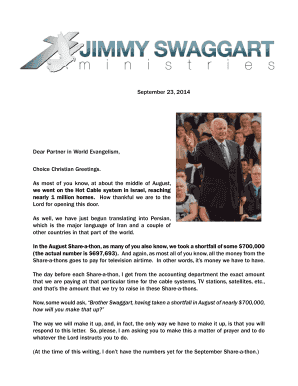 Jimmy Swaggart Ministries Donation Request