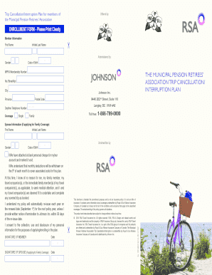 Municipal Pension Retirees' Trip Cancellation/Interruption Enrollment Form