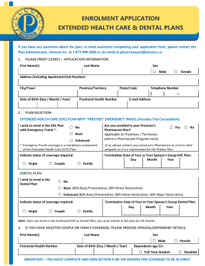 Extended Health Care and Dental Plan Application