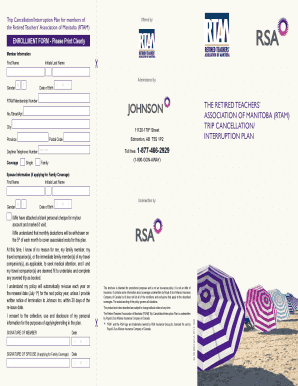 RTAM Trip Cancellation/Interruption Plan Enrollment Form