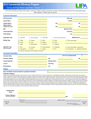 LIPA Commercial Efficiency Program Rebate Application