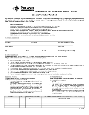 2014-2015 Verification Worksheet