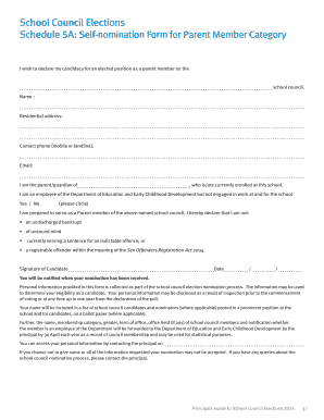 School Council Parent Member Nomination Form