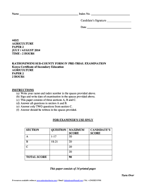 Kenya Certificate of Secondary Education Agriculture Exam