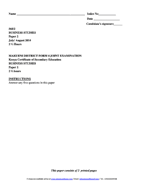 Kenya Certificate of Secondary Education Business Studies Exam